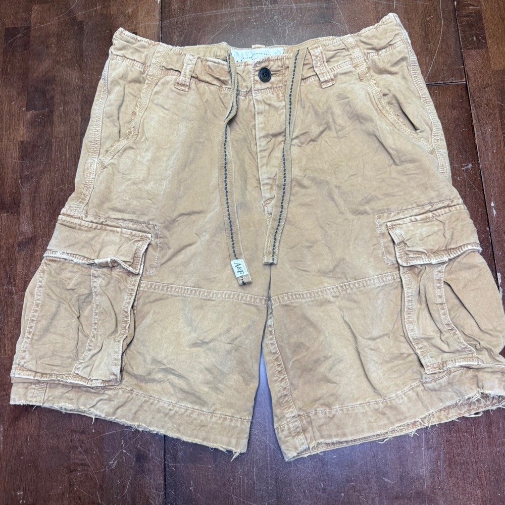 Abercrombie Fitch Cargo Shorts Mens 34 Distressed Utility Drawstring Paratrooper